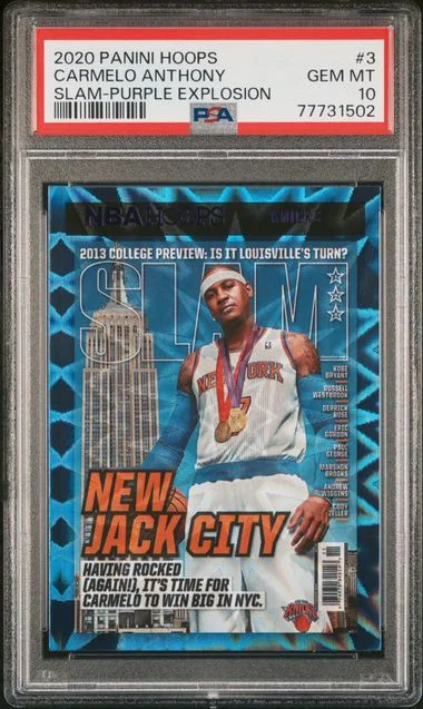 2020 Panini Hoops Carmelo Anthony Slam Purple Explosion #3 card image