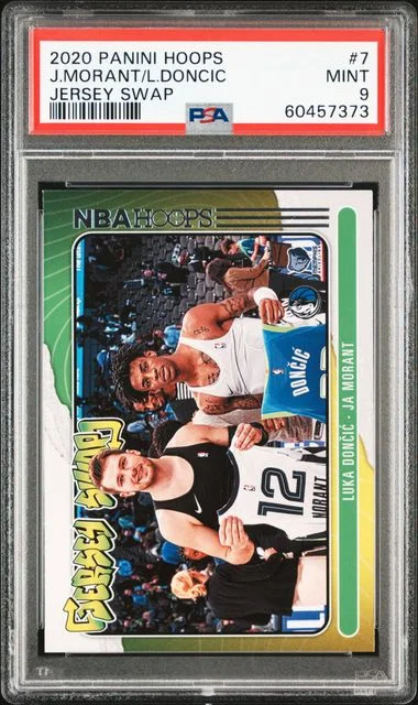 2020 Panini Hoops Ja Morant/Luka Doncic Jersey Swap #7 card image