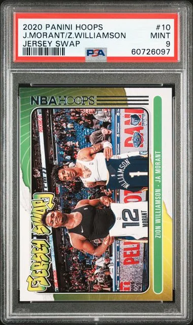 2020 Panini Hoops Ja Morant/Zion Williamson Jersey Swap #10 card image