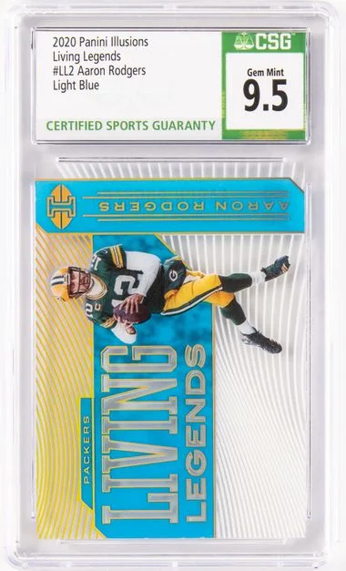 2020 Panini Illusions Aaron Rodgers Living Legends Light Blue #LL2 card image