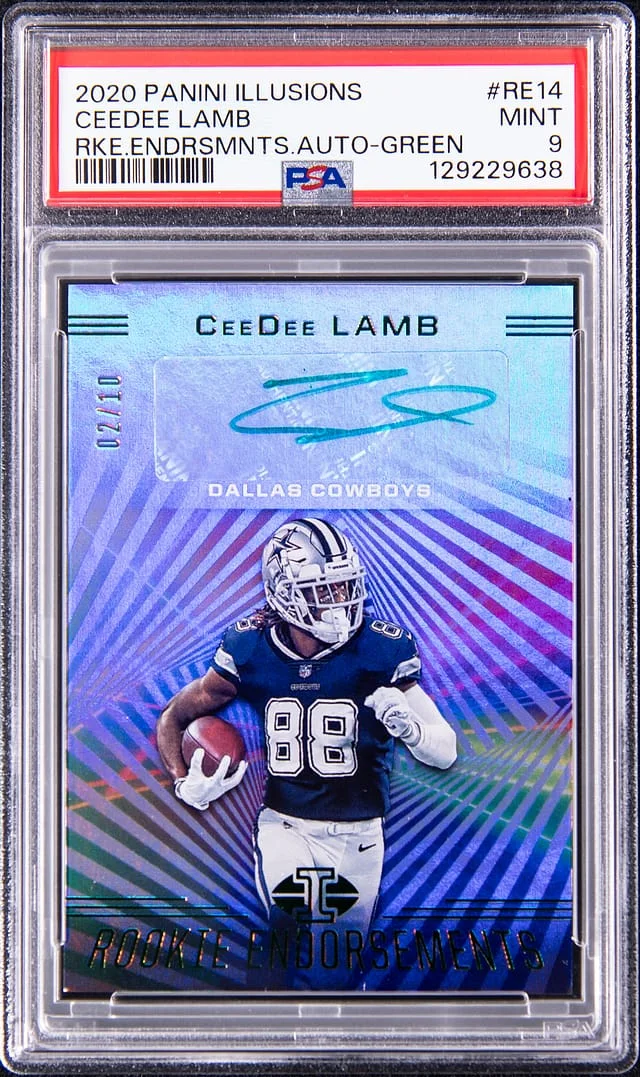 2020 Panini Illusions CeeDee Lamb Endorsements Autograph Green #RE14 card image