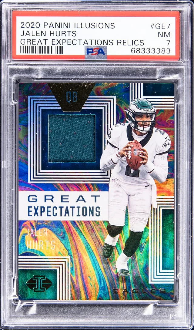2020 Panini Illusions Jalen Hurts Great Expectations Relics #GE7 card image