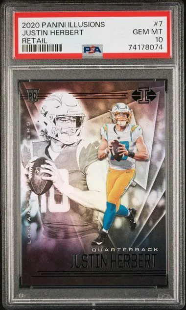 2020 Panini Illusions Justin Herbert Trophy Collection Orange #7 card image