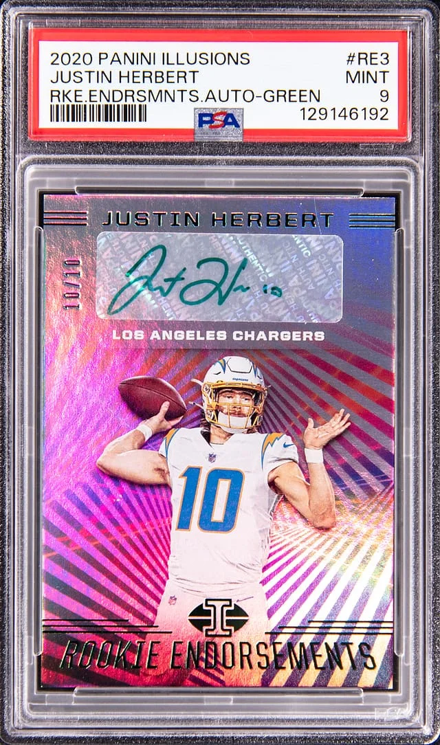 2020 Panini Illusions Justin Herbert Endorsements Red #RE3 card image