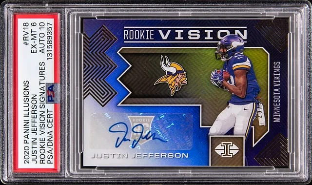 2020 Panini Illusions Justin Jefferson Vision Signatures #RV18 card image