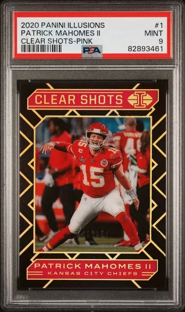 2020 Panini Illusions Patrick Mahomes II Clear Shots Pink #1 card image