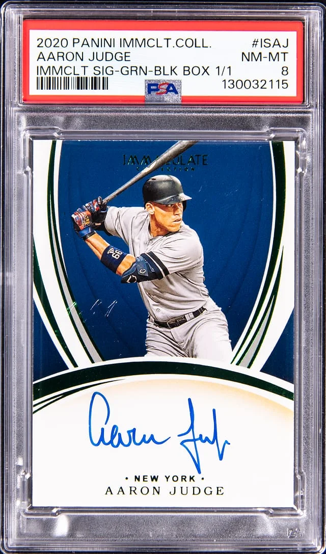 2020 Panini Immaculate Collection Aaron Judge Immaculate Signature Green Black Box #IS-AJ card image