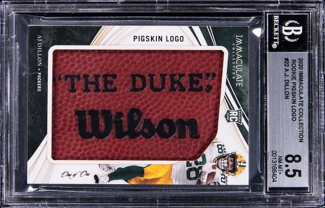 2020 Panini Immaculate Collection AJ Dillon Pigskin Logo #RS22 card image