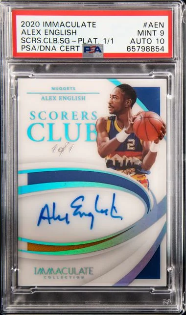 2020 Panini Immaculate Collection Alex English Scorers Club Signatures Platinum 1/1 #AEN card image