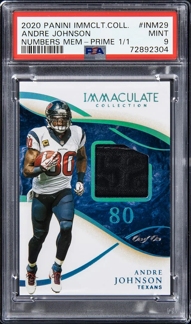 2020 Panini Immaculate Collection Andre Johnson Numbers Memorabilia Prime #INM29 card image