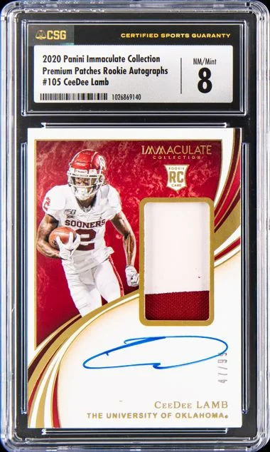 2020 Panini Immaculate Collection Ceedee Lamb Premium Patches Autographs #105 card image