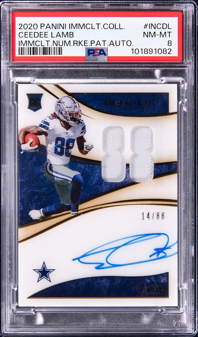 2020 Panini Immaculate Collection CeeDee Lamb Number Patch Autograph #IN-CDL card image