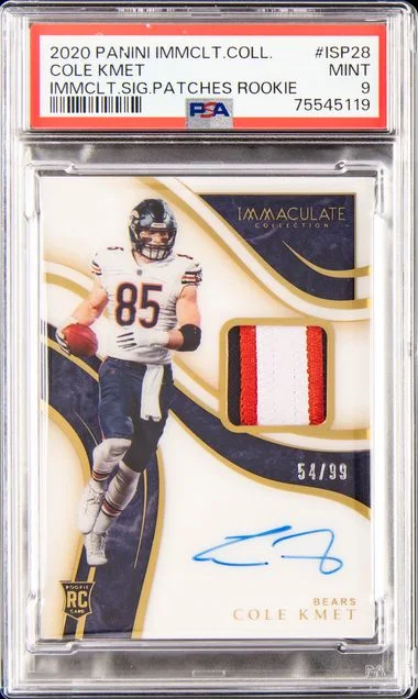 2020 Panini Immaculate Collection Cole Kmet Immaculate Signature Patches #ISP28 card image