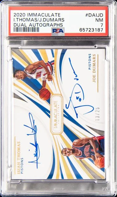 2020 Panini Immaculate Collection Dual Autographs Daijd Isiah Thomas/Joe Dumars #no-number card image