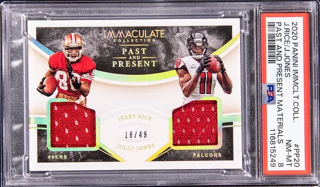 2020 Panini Immaculate Collection Jerry Rice/Julio Jones Past and Present Materials #PP20 card image