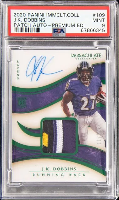 2020 Panini Immaculate Collection J.K. Dobbins Patch Autograph-Premium Edition #109 card image