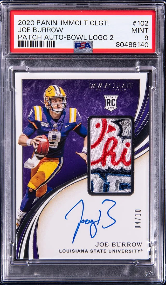 2020 Panini Immaculate Collection Joe Burrow Collegiate Patch Autograph (RPA) Bowl Logo 2 #102 card image