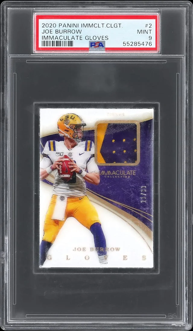 2020 Panini Immaculate Collection Joe Burrow Collegiate Immaculate Gloves #2 card image