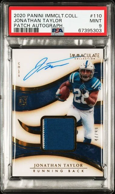 2020 Panini Immaculate Collection Jonathan Taylor Patch Autograph #110 card image