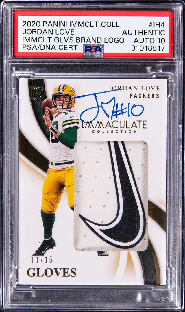 2020 Panini Immaculate Collection Jordan Love Immaculate Gloves Brand Logo #IH4 card image