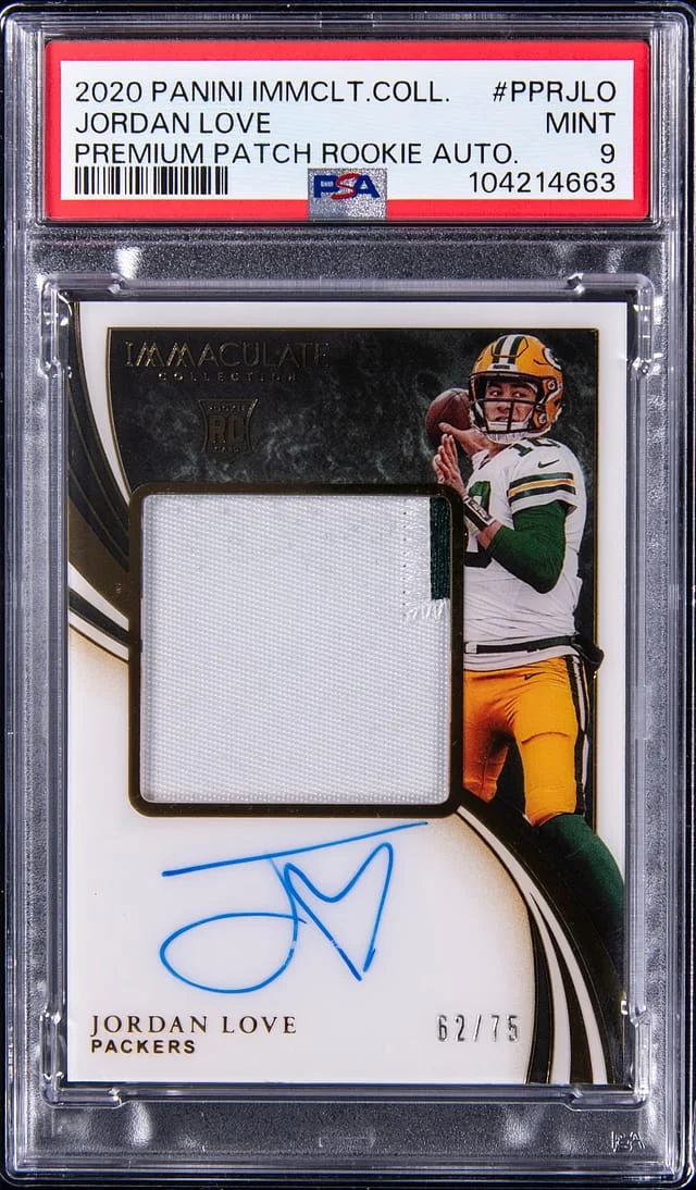 2020 Panini Immaculate Collection Jordan Love Premium Patch Autographs #PPR-JLO card image