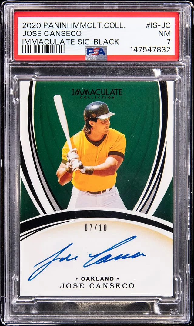 2020 Panini Immaculate Collection Jose Canseco Immaculate Signatures Black #IS-JC card image