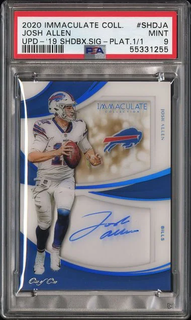 2020 Panini Immaculate Collection Josh Allen Update '19 Shadowbox Signatures Platinum #SHD-JA card image