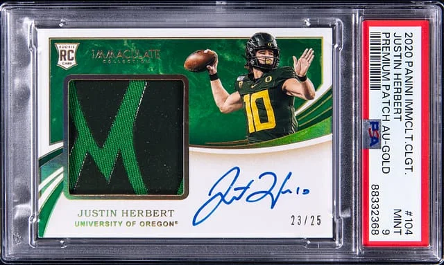 2020 Panini Immaculate Collection Justin Herber Collegiate Premium Patch Autograph Gold #104 card image