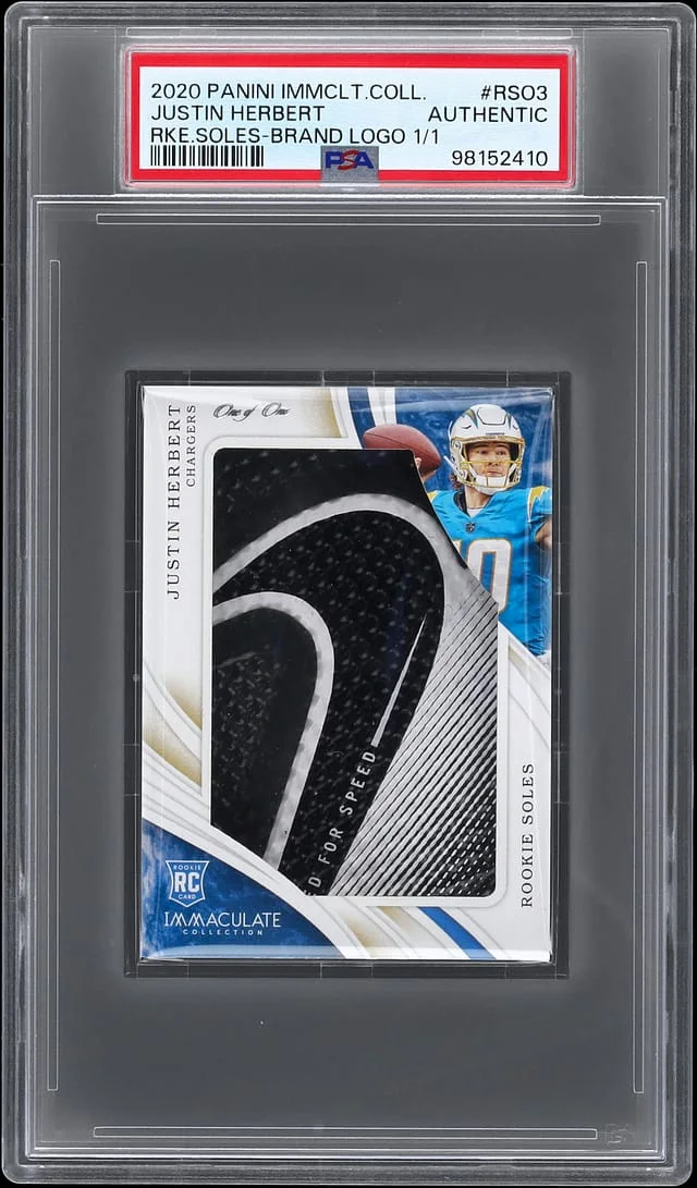 2020 Panini Immaculate Collection Justin Herbert Soles Brand Logo #RS03 card image
