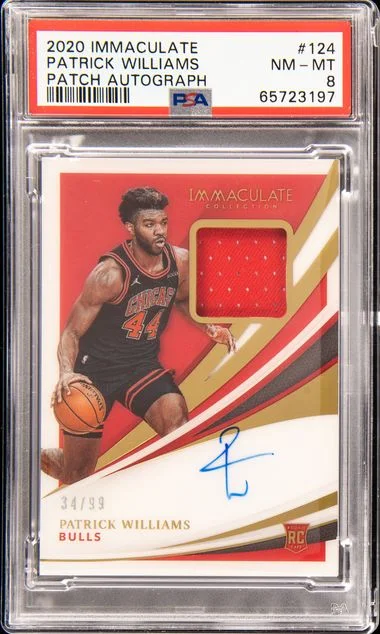 2020 Panini Immaculate Collection Patrick Williams Patch Autograph #124 card image