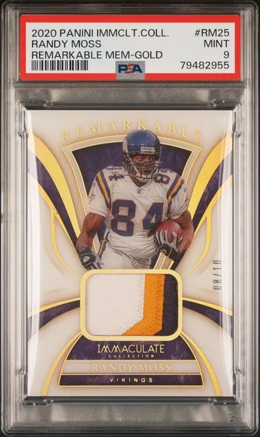 2020 Panini Immaculate Collection Randy Moss Remarkable Memorabilia Gold #RM25 card image