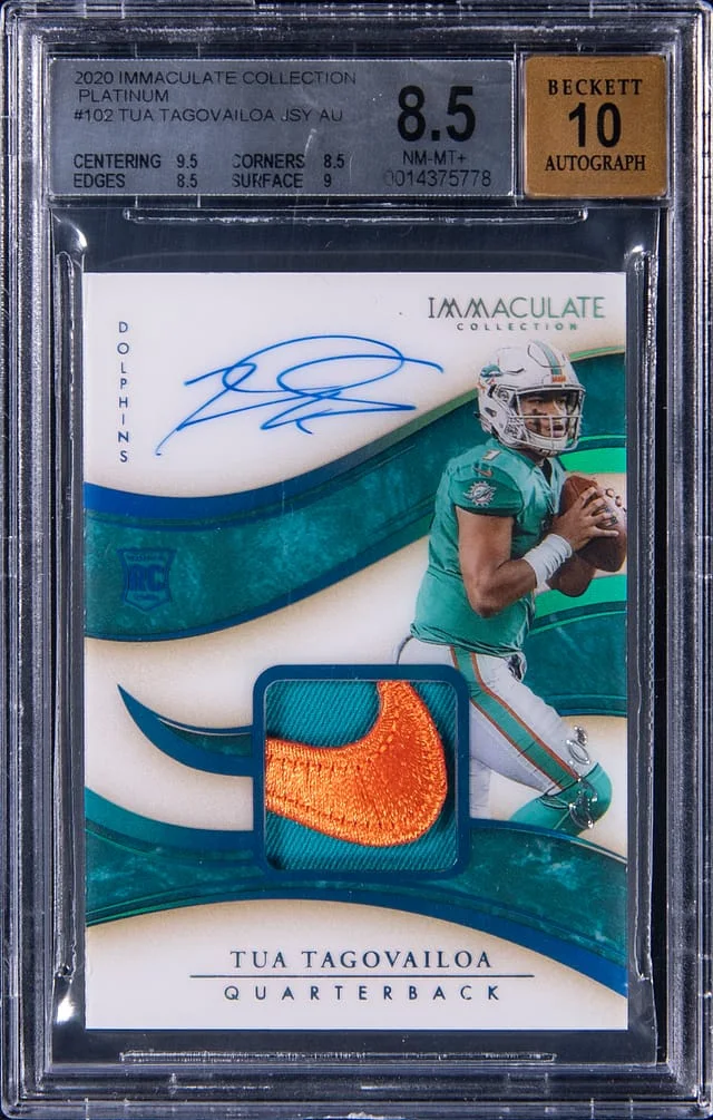 2020 Panini Immaculate Collection Tua Tagovailoa Patch Autograph (RPA) Platinum #102 card image