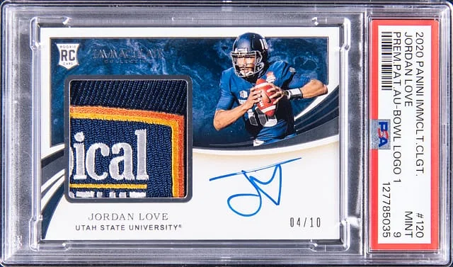2020 Panini Immaculate Jordan Love Collegiate Premium Patch Autograph Bowl Logo #120 card image