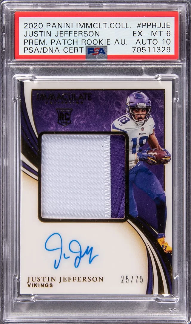 2020 Panini Immaculate Justin Jefferson Premium Patch Autographs #PPR-JJE card image