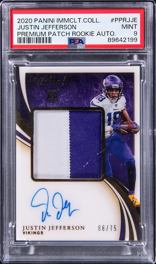 2020 Panini Immaculate Justin Jefferson Premium Patch Autograph (RPA) #PPRJJE card image