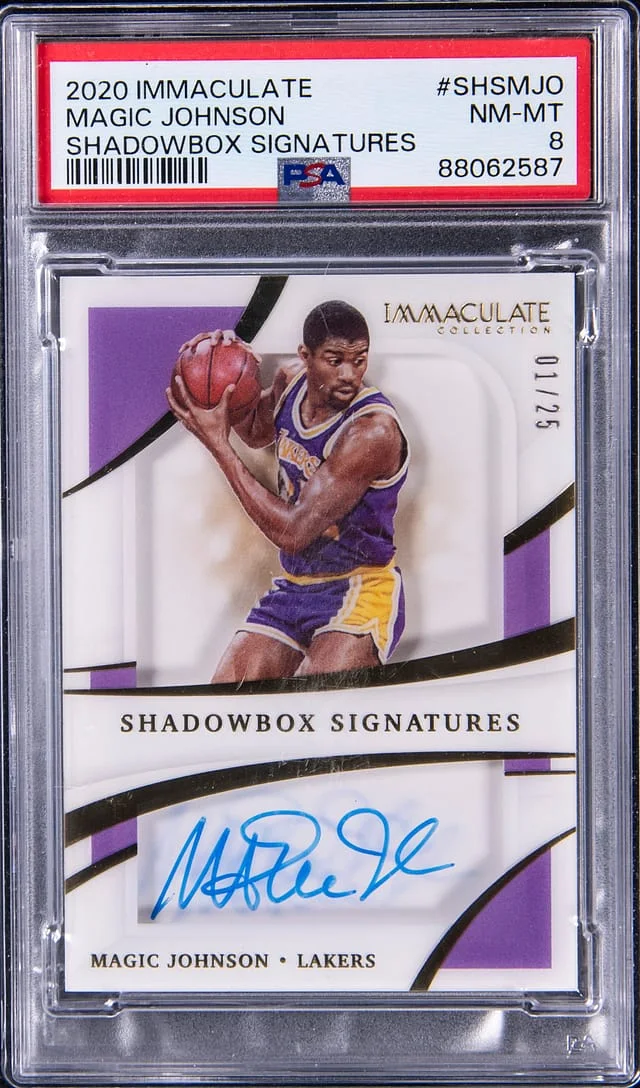 2020 Panini Immaculate Magic Johnson Shadowbox Signatures #SHSMJO card image