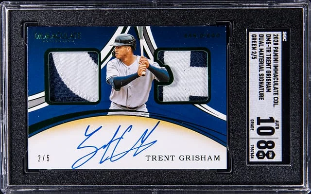 2020 Panini Immaculate Trent Grisham Dual Material Signature Green #DMS-TR card image