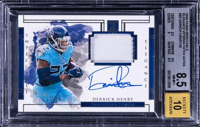 2020 Panini Impeccable Derrick Herny Elegance Veteran Patch Autograph #EV-DH card image