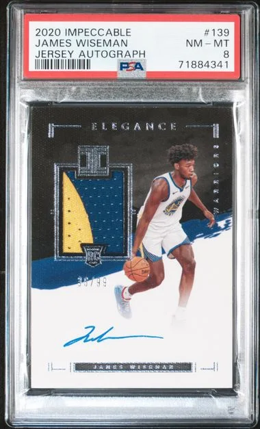 2020 Panini Impeccable James Wiseman Jersey Autograph #139 card image