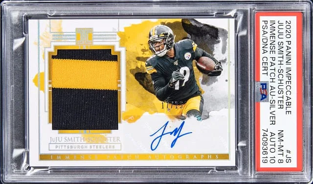 2020 Panini Impeccable JuJu Smith-Schuster Immense Patch Autographs SIlver #IPA-JS card image