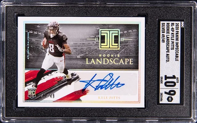 2020 Panini Impeccable Kyle Pitts Panini Impeccable Landscape Autographed Silver #RL-KP card image