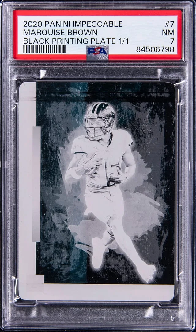 2020 Panini Impeccable Marquise Brown Printing Plate Black Printing Plate #7 card image