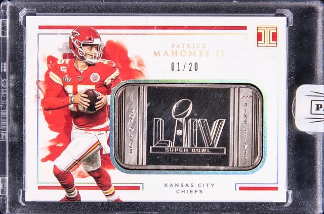 2020 Panini Impeccable Patrick Mahomes II Silver Bar Silver Super Bowls #1 card image