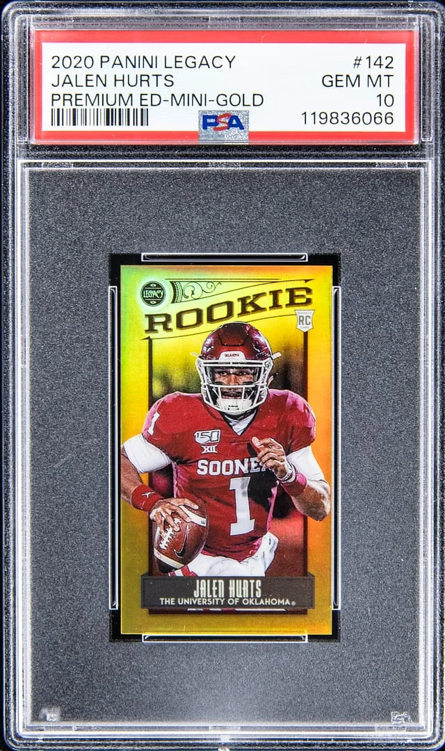 2020 Panini Jalen Hurts Legacy Premium Edition Mini Gold #142 card image
