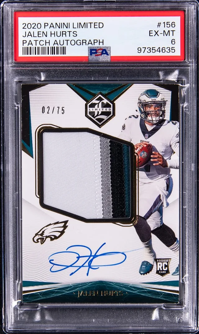 2020 Panini Jalen Hurts Limited Patch Autograph (RPA) #156 card image