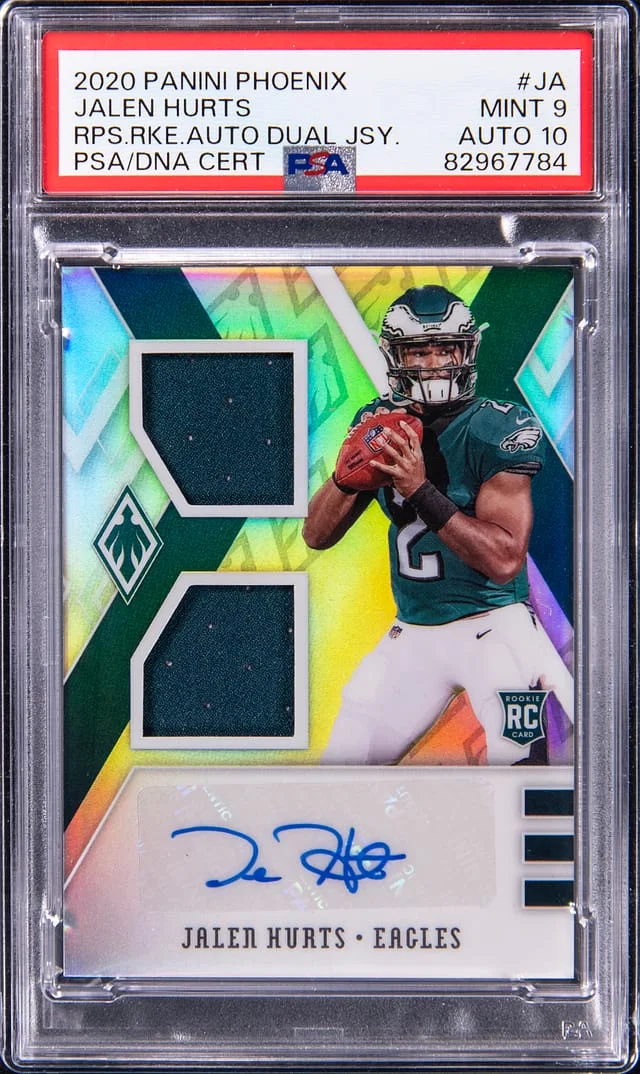 2020 Panini Jalen Hurts Phoenix RPS Autograph Dual Jersey #JA card image