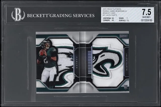 2020 Panini Jalen Hurts Logo Patch Booklet Playbook Jumbo Memorabilia Booklet Logo #12 card image