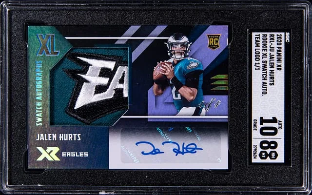 2020 Panini Jalen Hurts XR XL Swatch Autograph Team Logo #RXL-JU card image