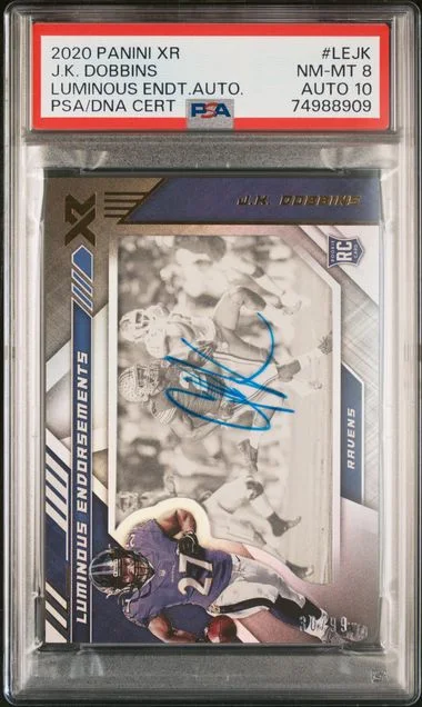 2020 Panini J.K. Dobbins Xr Luminous Endorsements Autographs #LEJK card image