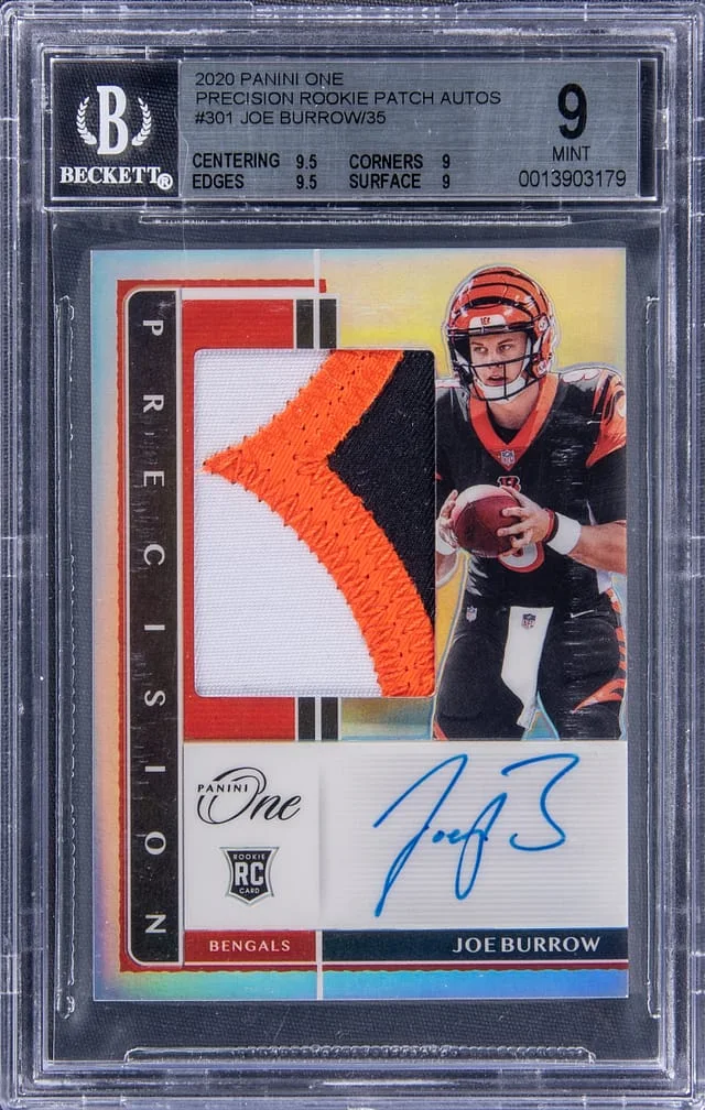 2020 Panini Joe Burrow One Precision Patch Autographs #301 card image